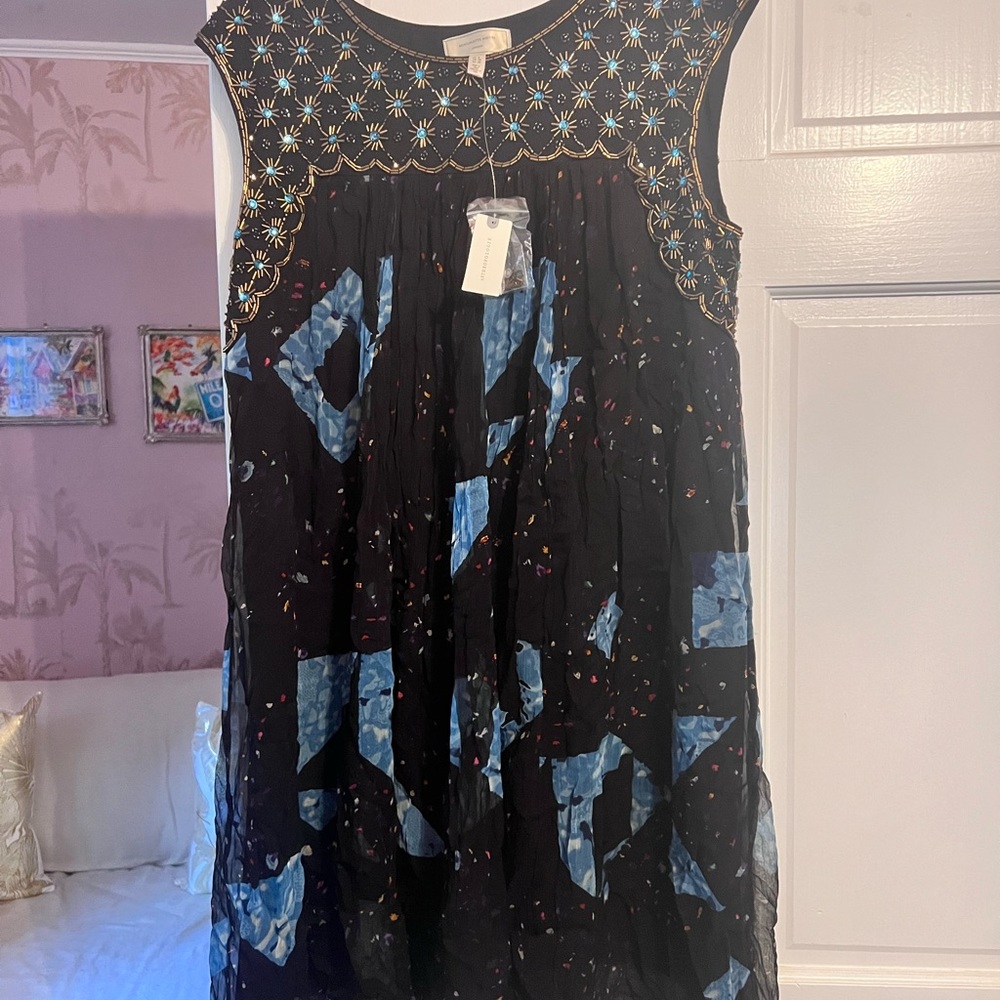 SOLD NWT Anthropologie Beaded sleeveless Dress